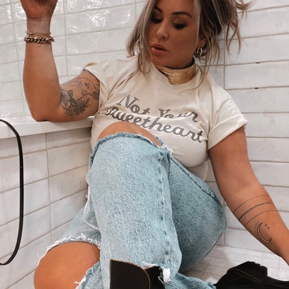 Not Your Sweetheart 90’s Slide Slit Tee - Picture 2 of 4